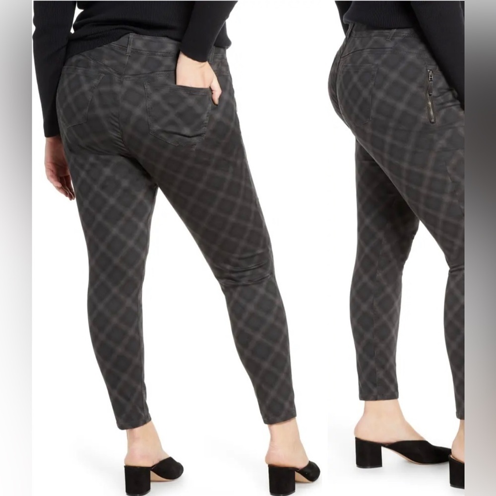 WIT AND WISDOM Women’s Ab-Solution Plaid Side Zip Detail Ankle Skinny Jeans